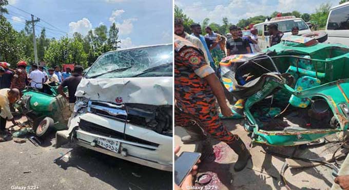 সিরাজগঞ্জে মাইক্রোবাস-অটোরিকশা সংঘর্ষে নিহত ৫