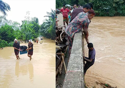 শেরপুরে বন্যাদুগর্তদের পাশে বিজিবি, ৮৫০ জনকে উদ্ধার ও খাবার সরবরাহ