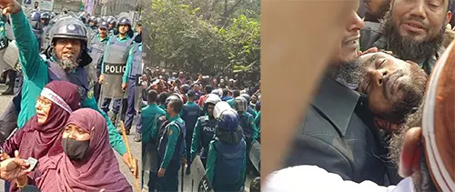 শাহবাগে ইবতেদায়ি শিক্ষকদের সমাবেশ, ছত্রভঙ্গ করতে পুলিশের লাঠিপেটা, জলকামান