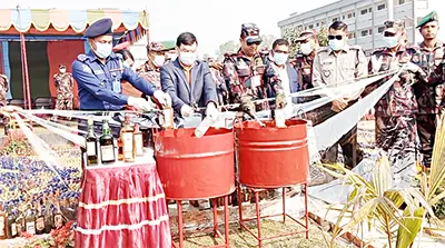 হবিগঞ্জে সাত কোটি টাকার মাদক ধ্বংস করলো বিজিবি