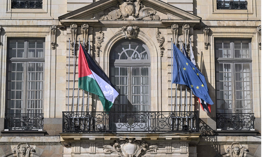 ফ্রান্সের টাউন হলে উড়ল ফিলিস্তিনি পতাকা